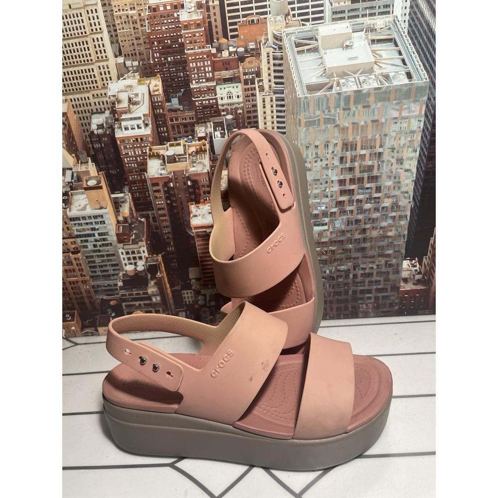 Crocs Brooklyn Low Wedge Platform Sandals Pink Women Size 7 Adjustable